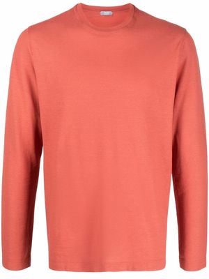 Zanone crew neck long-sleeved T-shirt - Orange