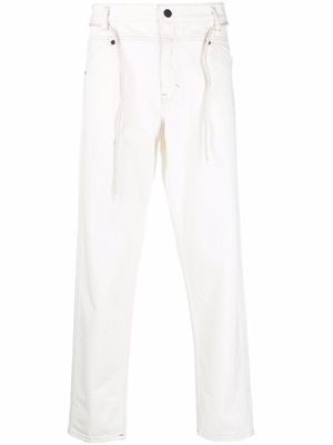 Closed drawstring-waist organic-cotton trousers - White