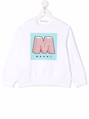 Marni Kids cotton M initial logo sweatshirt - White