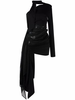 Mugler asymmetric fitted dress - Black
