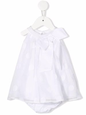 La Stupenderia polka-dot bow-detail dress - White