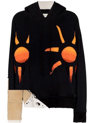 Greg Lauren Sunset patchwork hoodie - Black