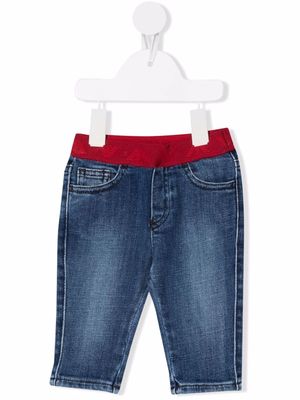 Emporio Armani Kids contrast-trim fitted jeans - Blue