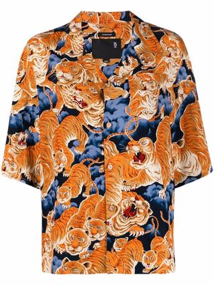 R13 tiger-print short-sleeved shirt - Orange