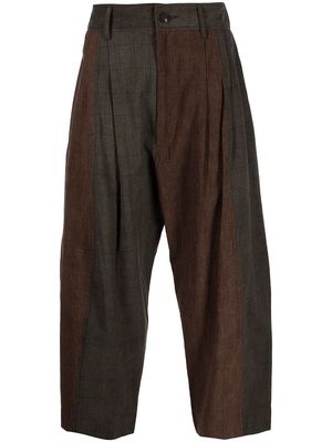 Ziggy Chen colour-block wide leg trousers - Brown