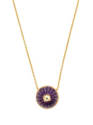 AKANSHA SETHI citrine purple enamel button necklace - Gold