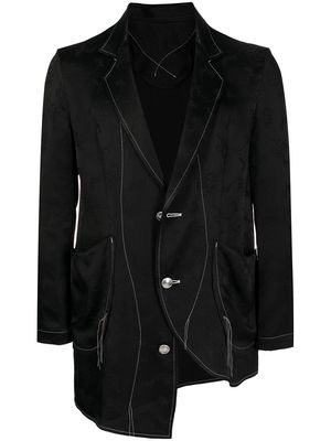 sulvam stitch-detail tailored jacket - Black