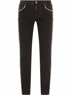 Dolce & Gabbana crystal-embellished mid-rise straight leg jeans - Black