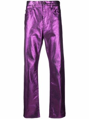 ETRO metallic-effect straight-leg trousers - Purple