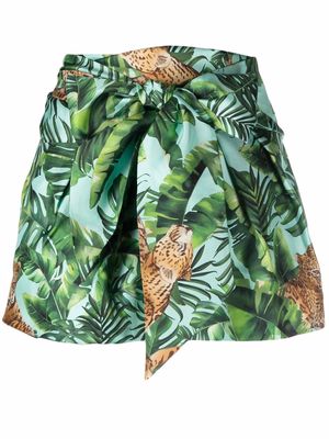 CELESTE PISENTI jungle-print silk shorts - Blue