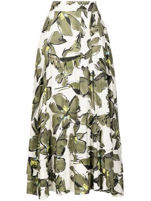 Aje floral-print layered maxi skirt - White