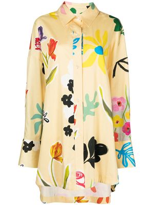 Monse floral-print long shirt - Neutrals
