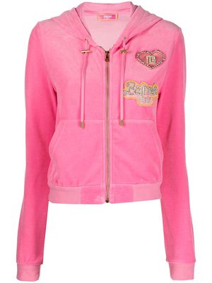 Balmain cropped velvet hoodie - Pink
