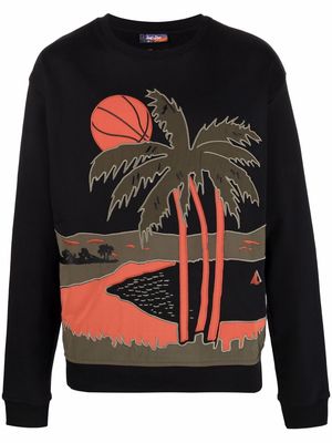 Just Don palm tree print jumper - Black