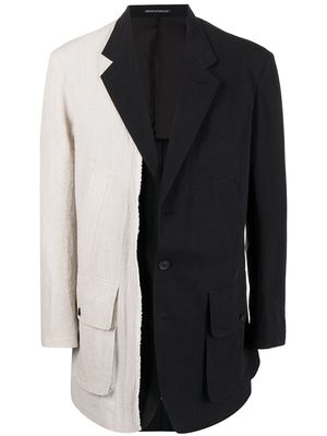 Yohji Yamamoto two-tone oversized blazer - Black
