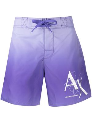 Armani Exchange logo-print swim shorts - Purple
