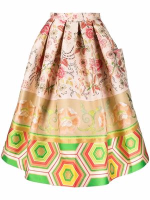 Pierre-Louis Mascia high-waist floral-embroidered skirt - Neutrals