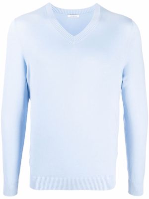 Malo cotton-blend v-neck jumper - Blue