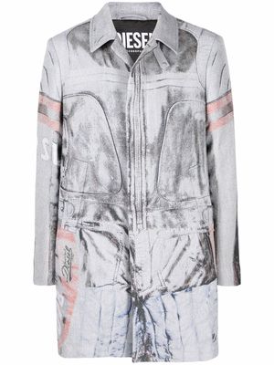 Diesel graphic-print single-breasted coat - White