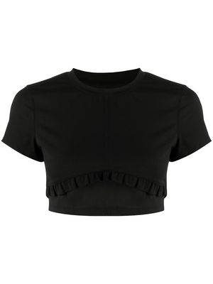Onefifteen x BEYOND the RADAR cropped ruffle-trim T-shirt - Black