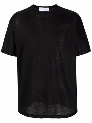 Costumein round neck short-sleeved linen T-shirt - Black