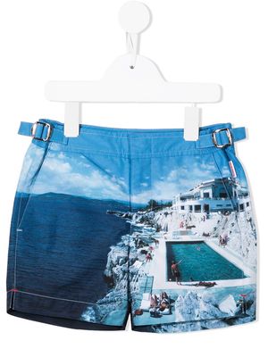 ORLEBAR BROWN KIDS photograph-print swim shorts - Blue