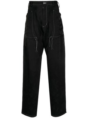 sulvam stitch-detail straight-leg trousers - Black