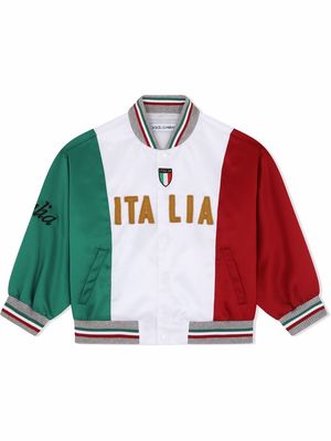 Dolce & Gabbana Kids Italian flag bomber jacket - White