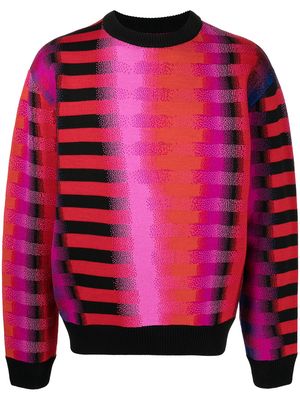 AGR faded-stripes crew-neck jumper - Pink