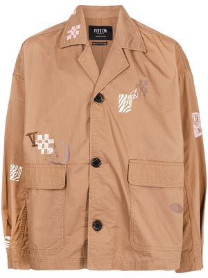 FIVE CM graphic-print flap-pocket shirt jacket - Brown