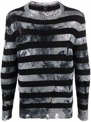 Avant Toi distressed striped jumper - Black