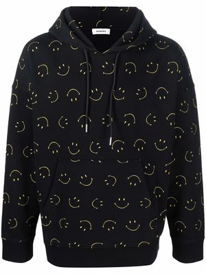 SANDRO simley-print hoodie - Black