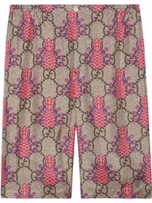 Gucci Pineapple GG print silk shorts - Neutrals