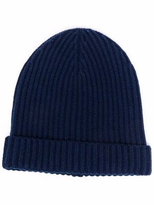 12 STOREEZ ribbed cashmere-wool blend beanie - Blue