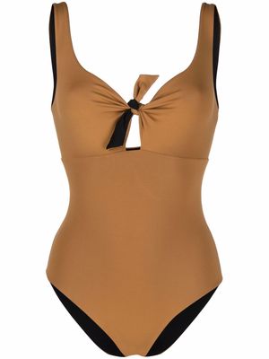 Fisico knot-detail swimsuit - Brown