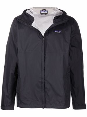 Patagonia logo-patch zip-up hooded jacket - Black