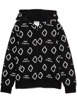 Marcelo Burlon County Of Milan Kids all-over logo-print hoodie - Black