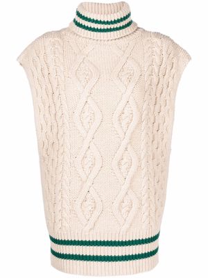 Erika Cavallini cable-knit roll neck vest - Neutrals