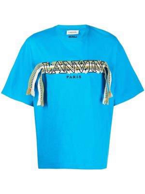 LANVIN tassel embroidered-logo T-shirt - Blue