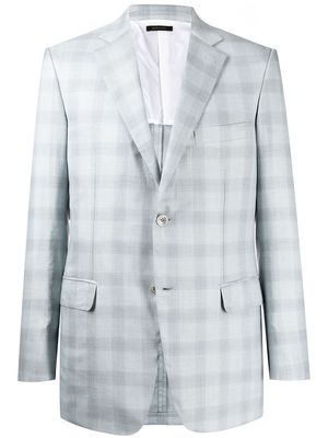 Brioni tailored check-print blazer - Blue