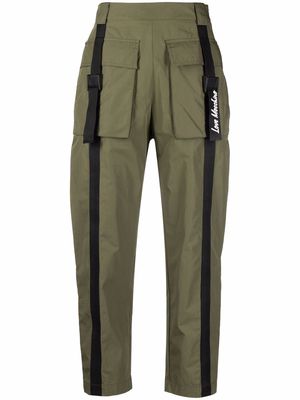 Love Moschino flap-pockets cotton-blend parachute trousers - Green