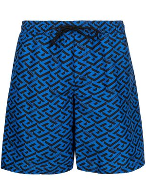 Versace Golpo monogram-print swim shorts - Blue