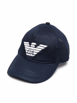Emporio Armani Kids logo print baseball cap - Blue