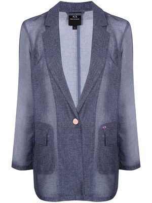 Armani Exchange semi-sheer single-breasted blazer - Blue