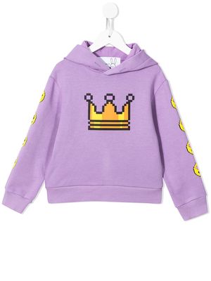 Natasha Zinko Kids pixel crown print hoodie - Purple