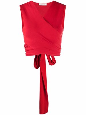 Nina Ricci knitted wrap top - Red