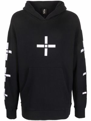 Thom Krom cross-print organic cotton hoodie - Black