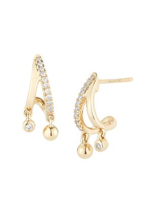 Dana Rebecca Designs 14kt yellow gold Poppy Rae Pebble diamond drop huggie earrings