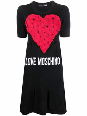 Love Moschino heart-patch A-line dress - Black