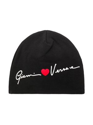 Versace Kids signature heart print hat - Black
